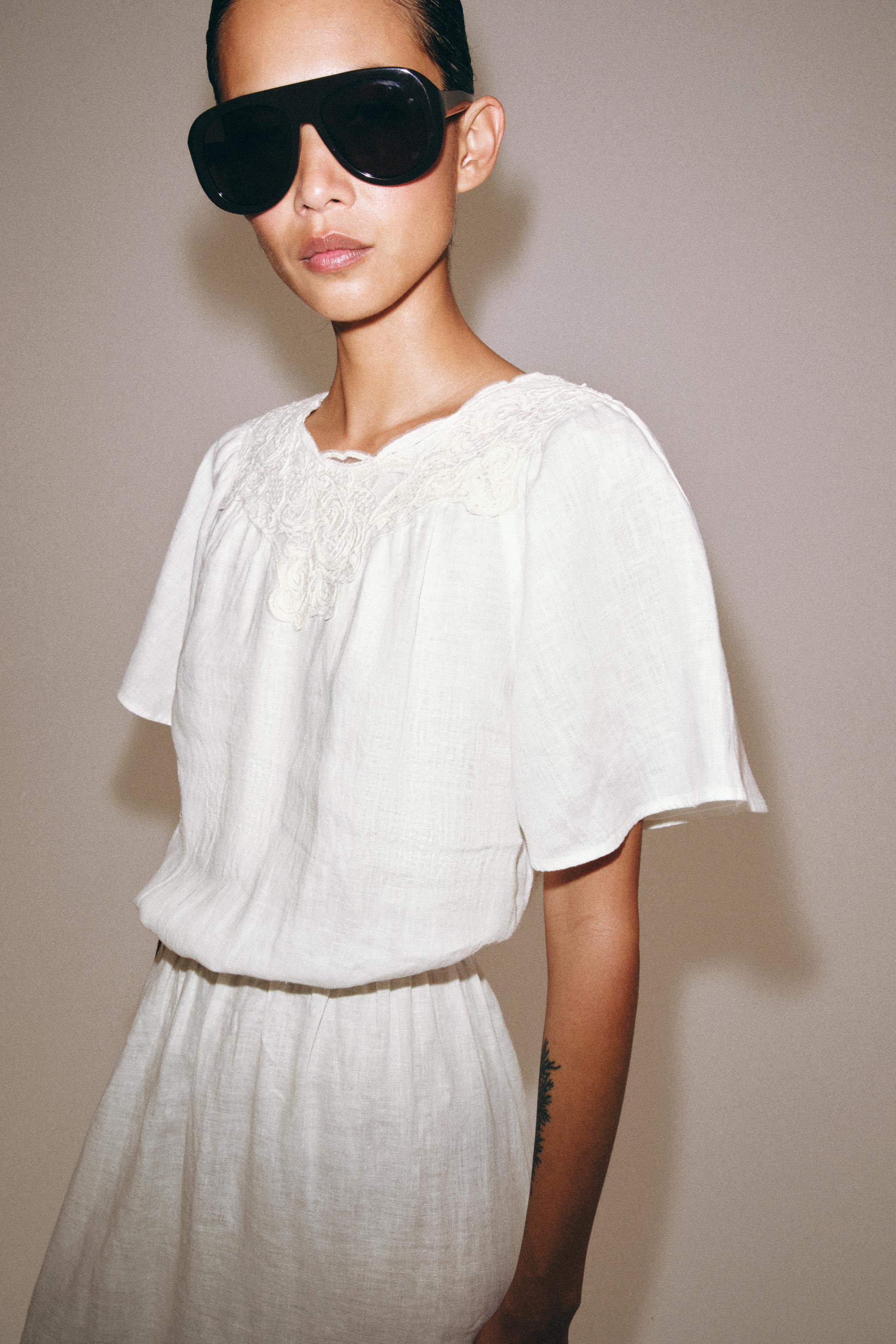 100% LINEN CROCHET DRESS ZW COLLECTION | Zara US