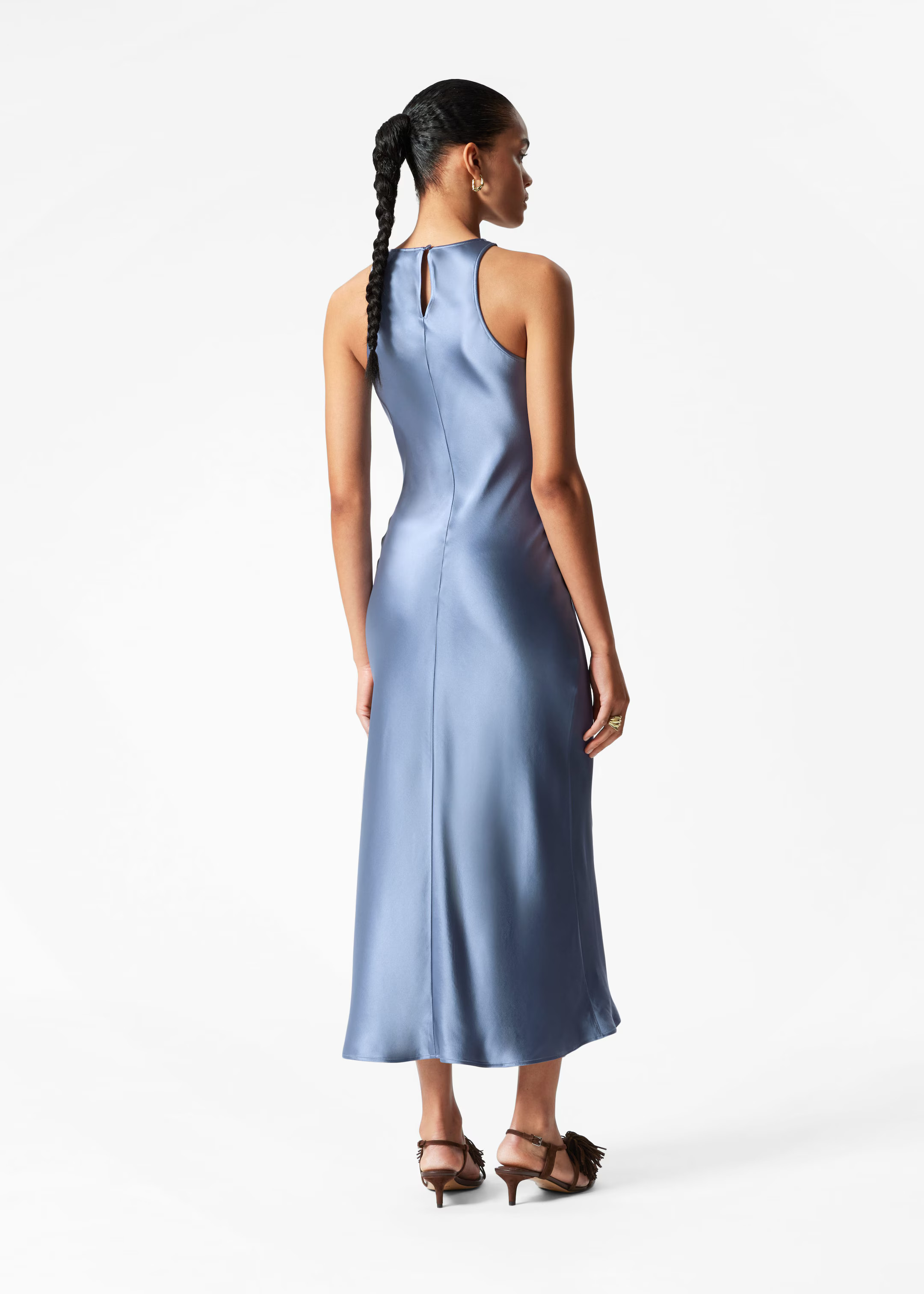 Sleeveless Satin Midi Dress - Medium Blue - & Other Stories GB | & Other Stories UK