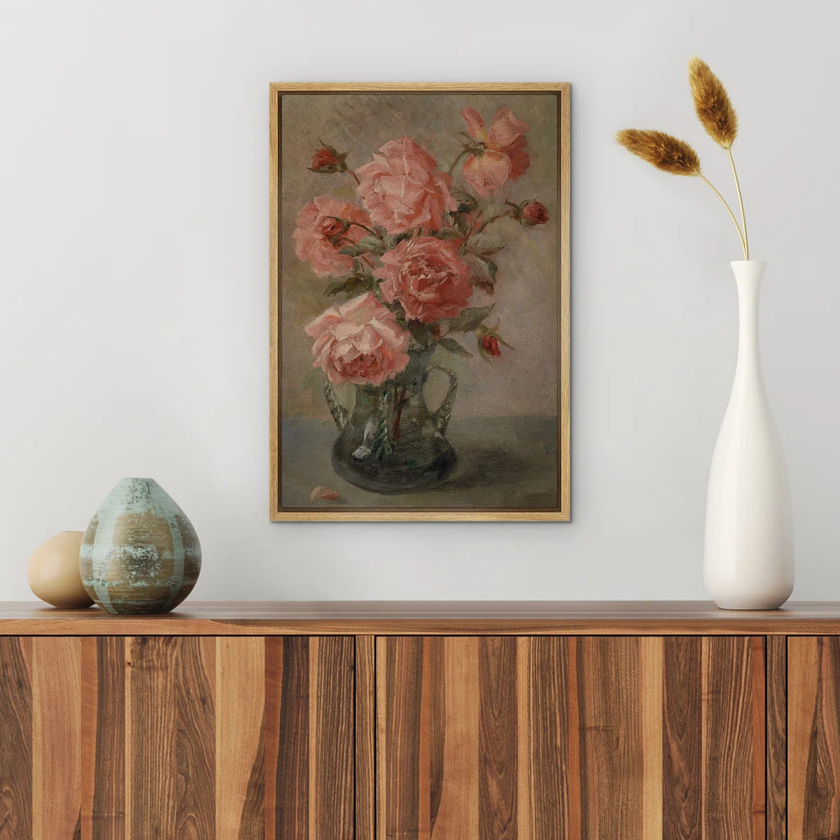 Framed Canvas Wall Art Print - Vintage Floral Botanical Artwork for Living Room Decor | Wayfair North America