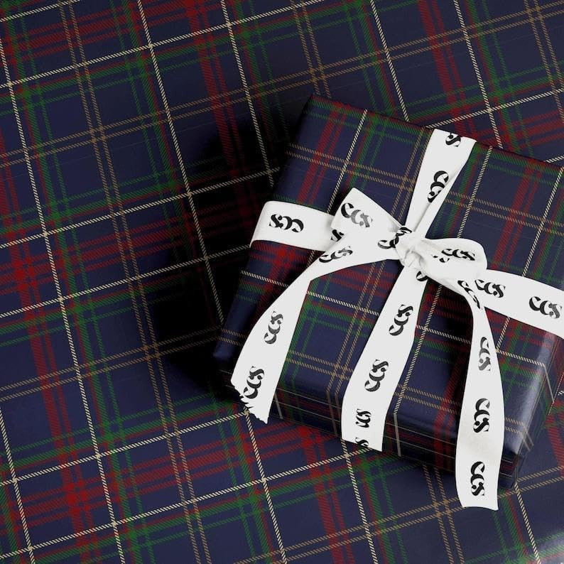 Navy Tartan Plaid Wrapping Paper, Plaid Gift Wrap Roll, Teen Birthday Gift Wrap, Party Wrapping P... | Amazon (US)