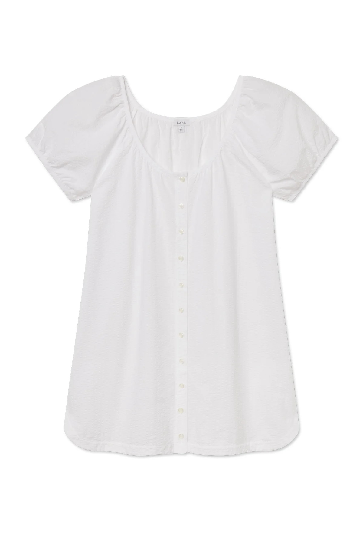 Charlie Nightgown in White Seersucker | Lake Pajamas