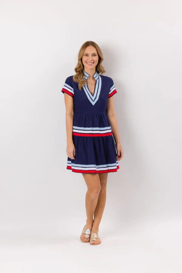 Short Sleeve Fit and Flare Dress with Grosgrain Trim | Sail to Sable