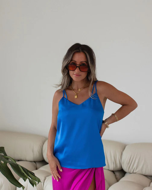 Nicola Satin Tank - Cobalt | VICI