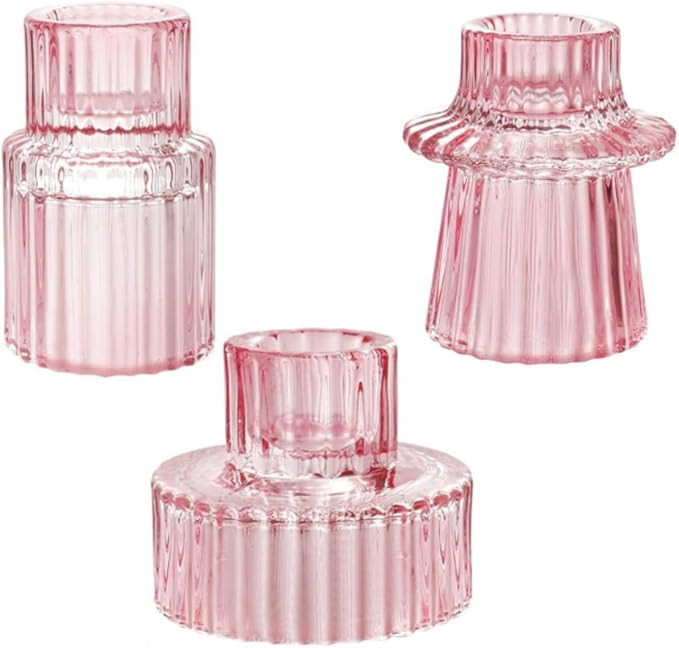 KUPOO Tapered Glass Candlestick Holders - Tealight Candle Holders for Table Centerpieces, Wedding... | Amazon (US)