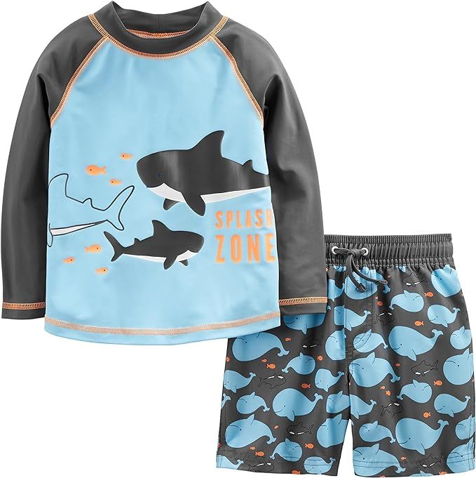 Simple Joys by Carter's Toddlers and Baby Boys' Swimsuit Trunk and Rashguard Set | Amazon (US)