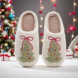 Amazon.com | Christmas Slippers for Women and Men 2025 Plush Memory Foam Fluffy Slippers With Thi... | Amazon (US)
