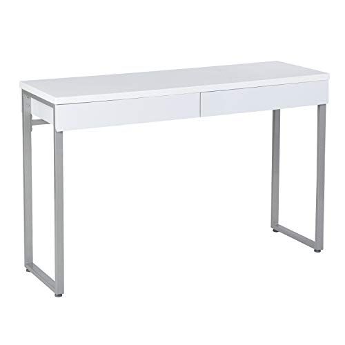 GreenForest Vanity Table 47’’ Glossy White Console Table Computer Makeup Desk with 2 Drawers ... | Amazon (US)
