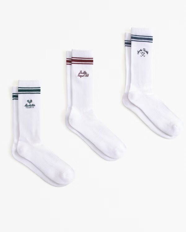 Men's 3-Pack Athletic Crew Socks | Men's Accessories | Abercrombie.com | Abercrombie & Fitch (US)