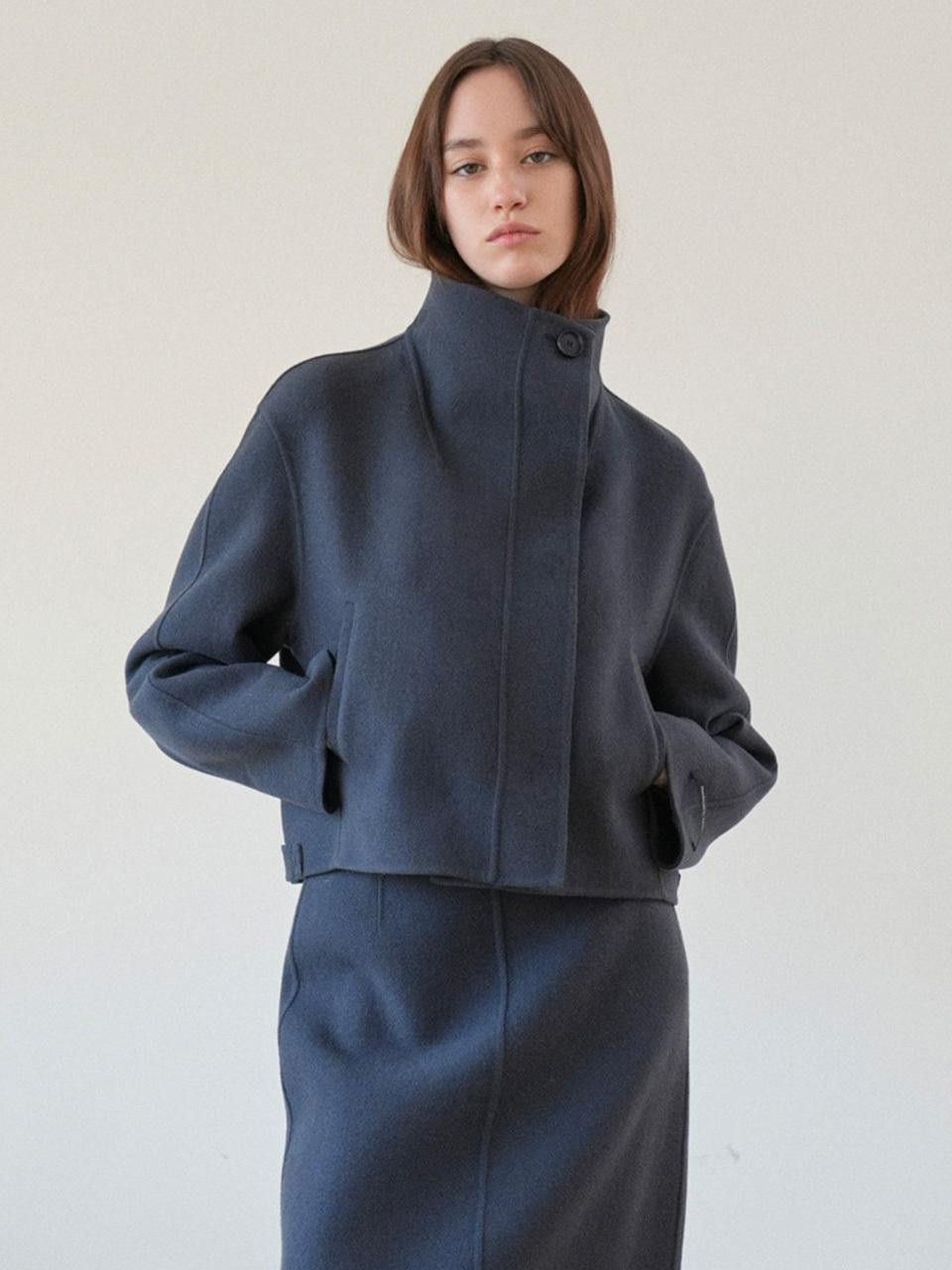 Handmade High Neck Wool Blend Short Jacket (NEW4WM915_9G) | W Concept (US)