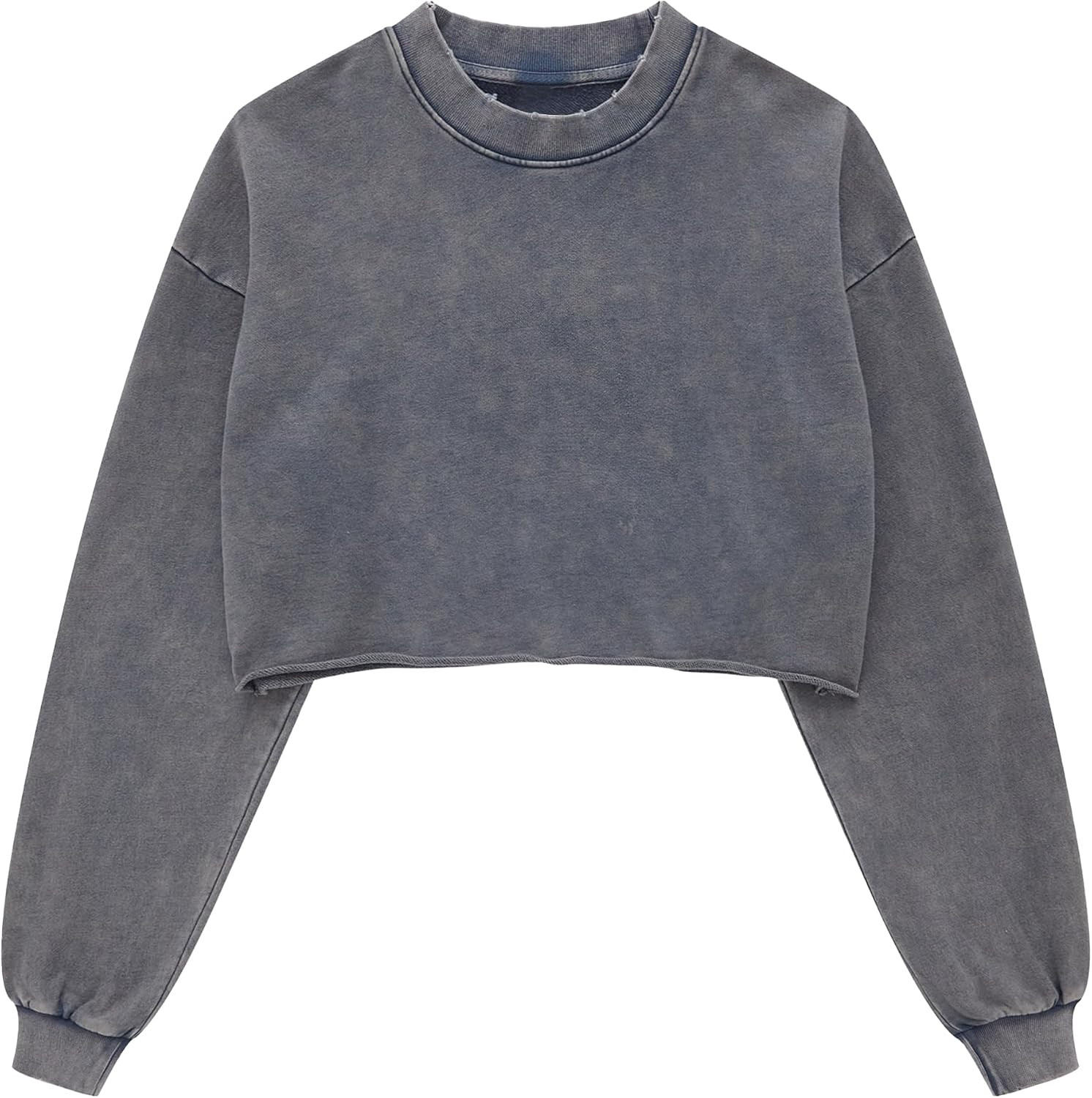 Hixiaohe Womens Cropped Sweatshirts Vintage Long Sleeve Pullover Tops Acid Wash Sweatshirt Hoodies for Women Workout Crop Top | Amazon (US)