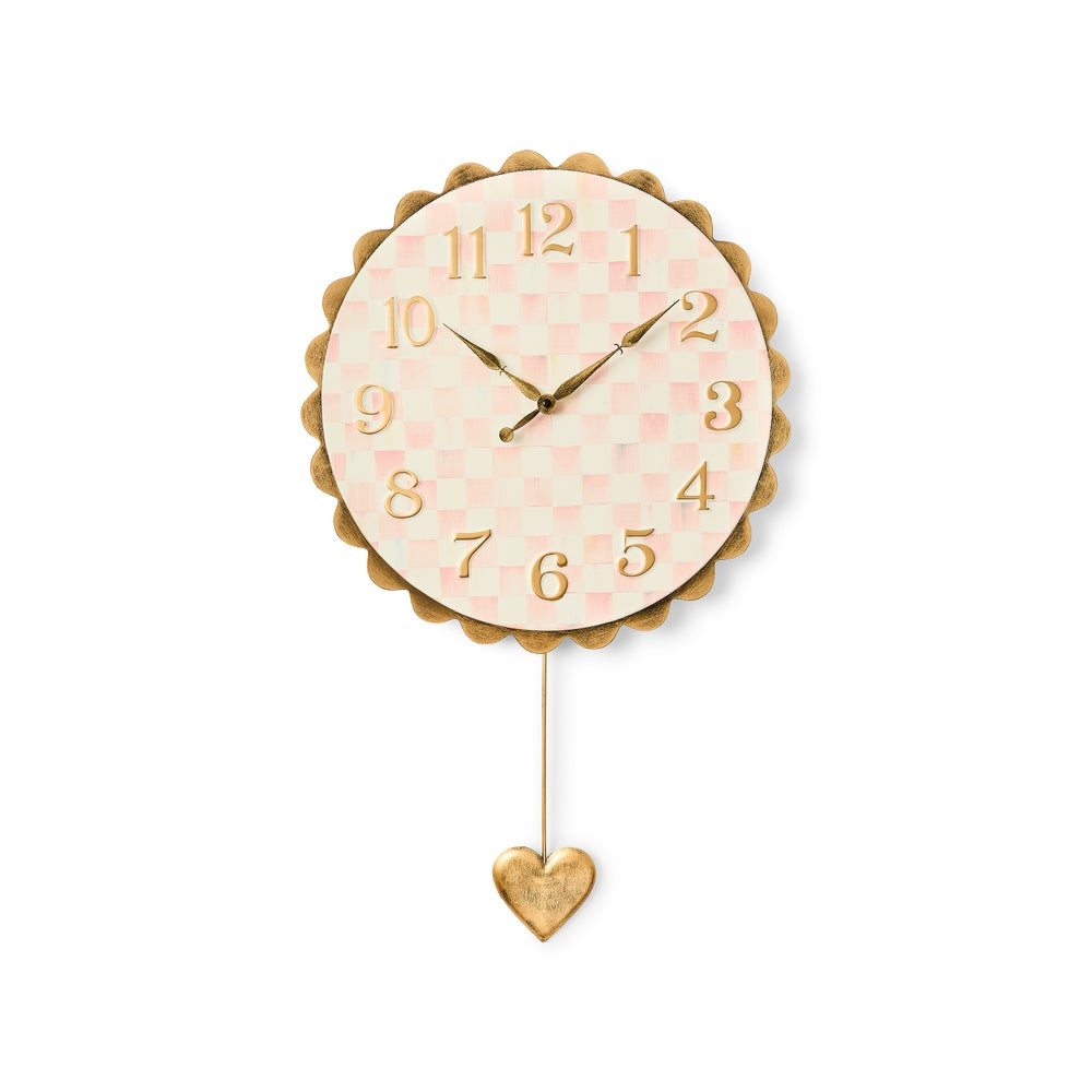 Rosy Check Heart Pendant Clock | MacKenzie-Childs