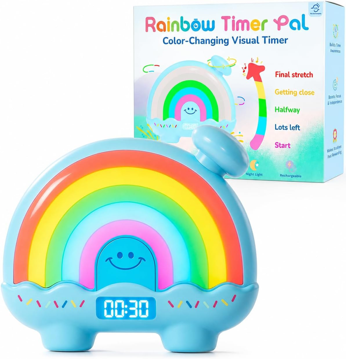 Timer Pal Rainbow Timer for Kids, Visual Timer for Kids with Night Light, Color-Changing Magnetic Visual Timer for Classroom/Calming Corner/Home | Amazon (US)