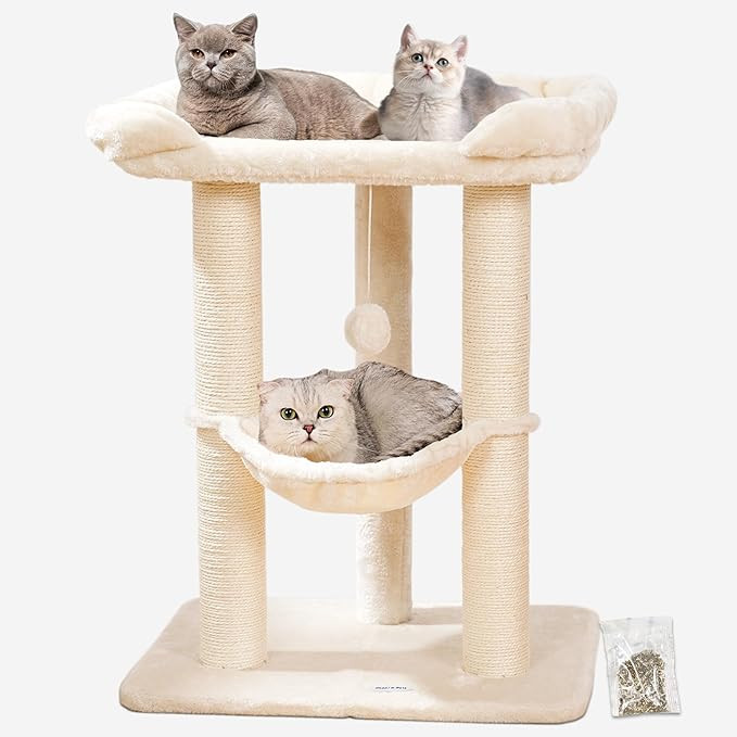 Happi N Pets 28" Large Cat Tree Tower for Indoor Cats, Cat Scratch Post with Large Bed for Maine ... | Amazon (US)