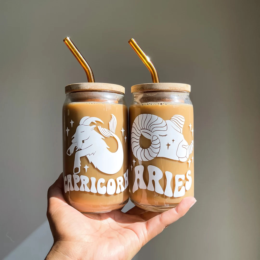 Ready to Ship Zodiac Sign Glass Cup Astrology Glass Beer Can - Etsy | Etsy (US)