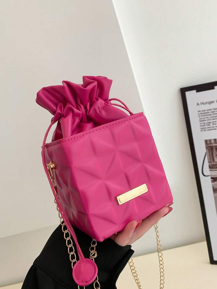 Drawstring Closure Square Mini Chain Shoulder Bag | SHEIN