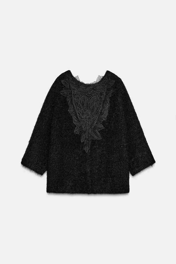 PULLOVER IN MAGLIA COMBINATO PIZZO | Zara IT