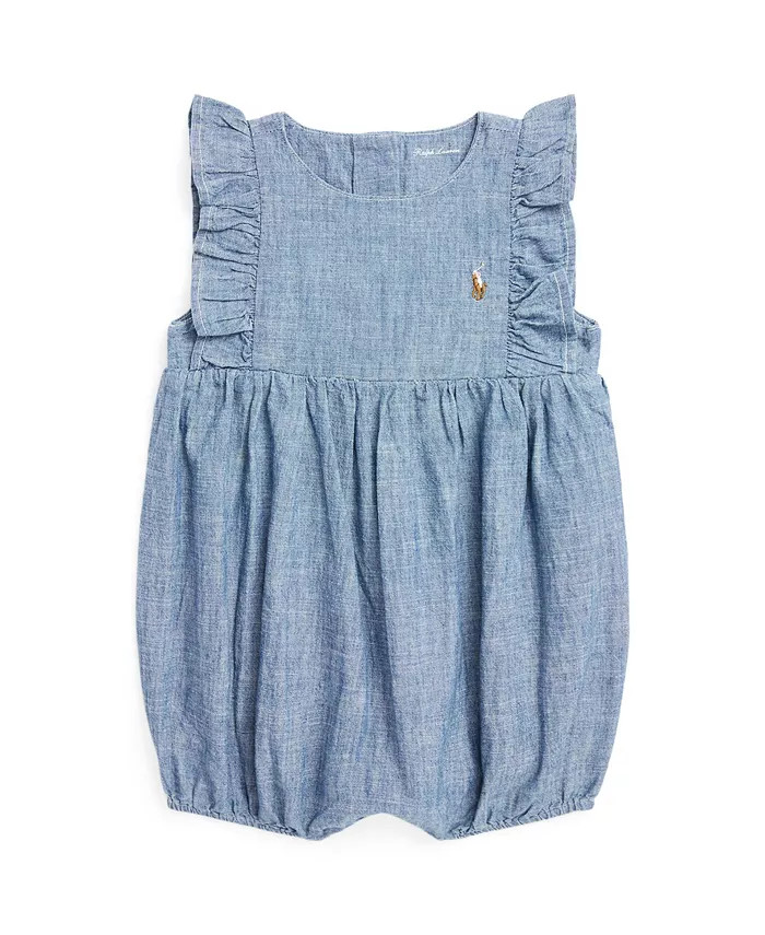 Polo Ralph Lauren Baby Girls Chambray Bubble Shortall & Reviews - All Baby - Kids - Macy's | Macys (US)
