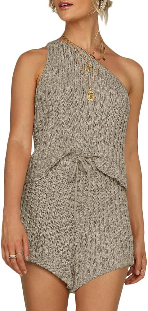 Sherrylily Womens Romper Outfits Sleeveless Vests Tops Tie Front Pants Overalls Jumpsuits | Amazon (US)