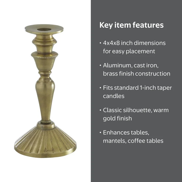 My Texas House Gold Metal Taper Candle Holder, 8" | Walmart (US)