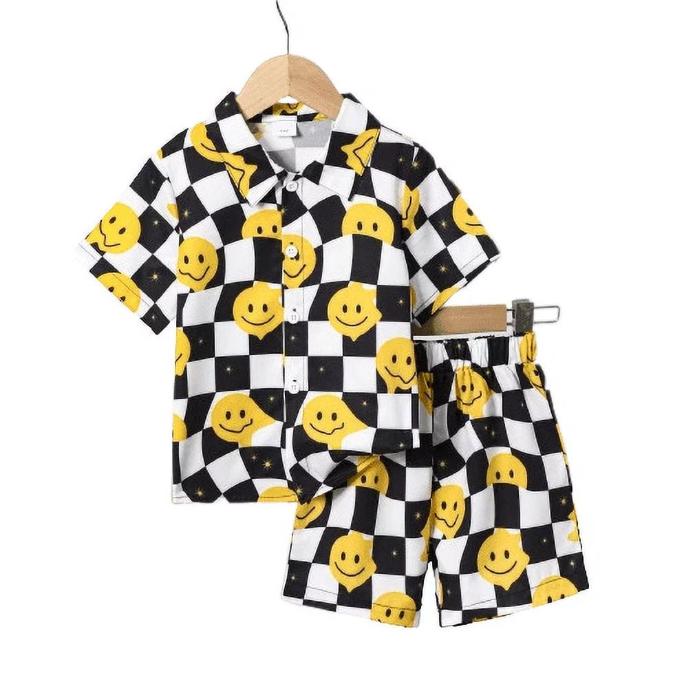 Mikrdoo Toddler Baby Boys Clothes Boys Outfits 3 Years Boys Checker Print Smiling Face Pattern 4 ... | Walmart (US)