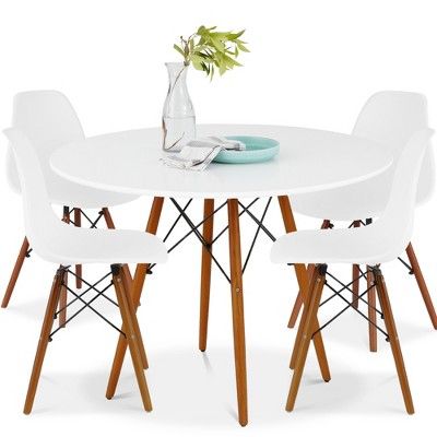 Best Choice Products 5-Piece Compact Mid-Century Modern Dining Set w/ 4 Chairs, Wooden Legs | Target