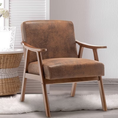 PAGED Accent Chair Mid-Centuryl Modern Living Room Chair with Extra-Thick Backrest, Accent Chairs for Living Room, Brown | Target