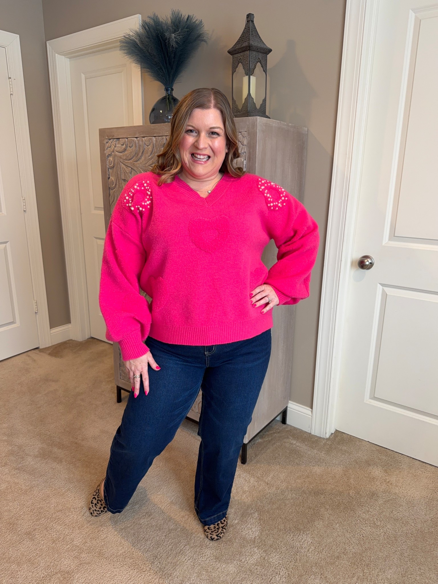 Loving this sweater for Valentine’s Day! 💕

Wearing a size XL and it runs comfortably oversized for your TTS. Jeans come in a petite length too! I’m 5’4” and wearing the petite inseam. 

#LTKPetite #LTKFindsUnder50 #LTKootd