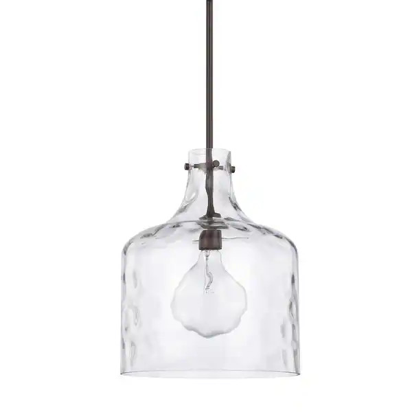 1-Light Clear Water Glass Shade Pendant - Bronze | Bed Bath & Beyond