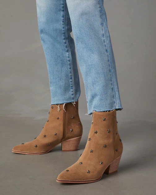 Audrie Star Studded Western Booties - Khaki | VICI