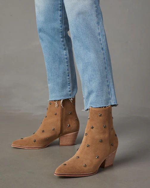 Audrie Star Studded Western Booties - Khaki | VICI Collection