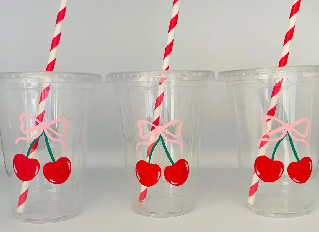 Cherry Party Cups, Cherry Birthday Cups, Cherry Baby Shower Cups, Cherry Party Favors, Fruit Part... | Etsy (US)