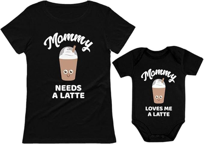 Mommy Needs a Latte Funny Mom and Baby Matching Outfits Gifts for New Moms Mothers Day Mother & D... | Amazon (US)