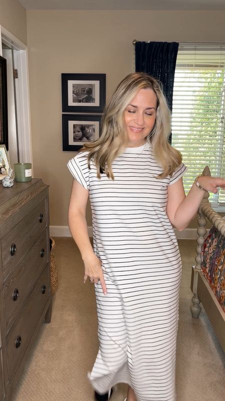 A Tshirt dress is a must have for any capsule wardrobe. This striped, maxi one is perfect for spring & summer. Can easily be dressed up or down & looks great with a blazer or jacket, tennis shoes or sandals.  Wearing XS
.
.
Over 50, over 40, classic style, preppy style, style at any age, ageless style, striped shirt, summer outfit, summer wardrobe, summer capsule wardrobe, Chic style, summer & spring looks, backyard entertaining, poolside looks, resort wear, spring outfits 2024 trends women over 50, white pants, brunch outfit, summer outfits, summer outfit inspo, affordable, style inspo, street  wear, dress, heels, sandals, comfy, casual, over 40 style, over 50, Walmart finds, coastal inspiration, beachy, elevated casual, casual luxe, neutrals, essentials, capsule items





#LTKtravel #LTKbeauty #LTKShoeCrush #LTKstyletip #LTKunder100 #LTKSeasonal #LTKunder50 #LTKVideo #LTKOver40