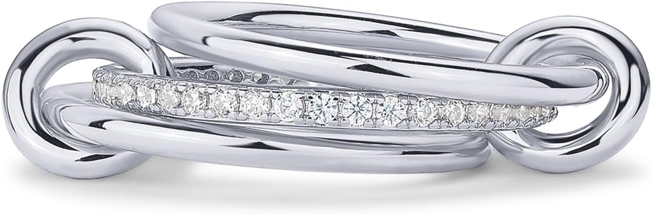 PAVOI 14K Gold Plated Interlocked Stackable Rings for Women | Statement Multi Ring Mixed Metals S... | Amazon (US)