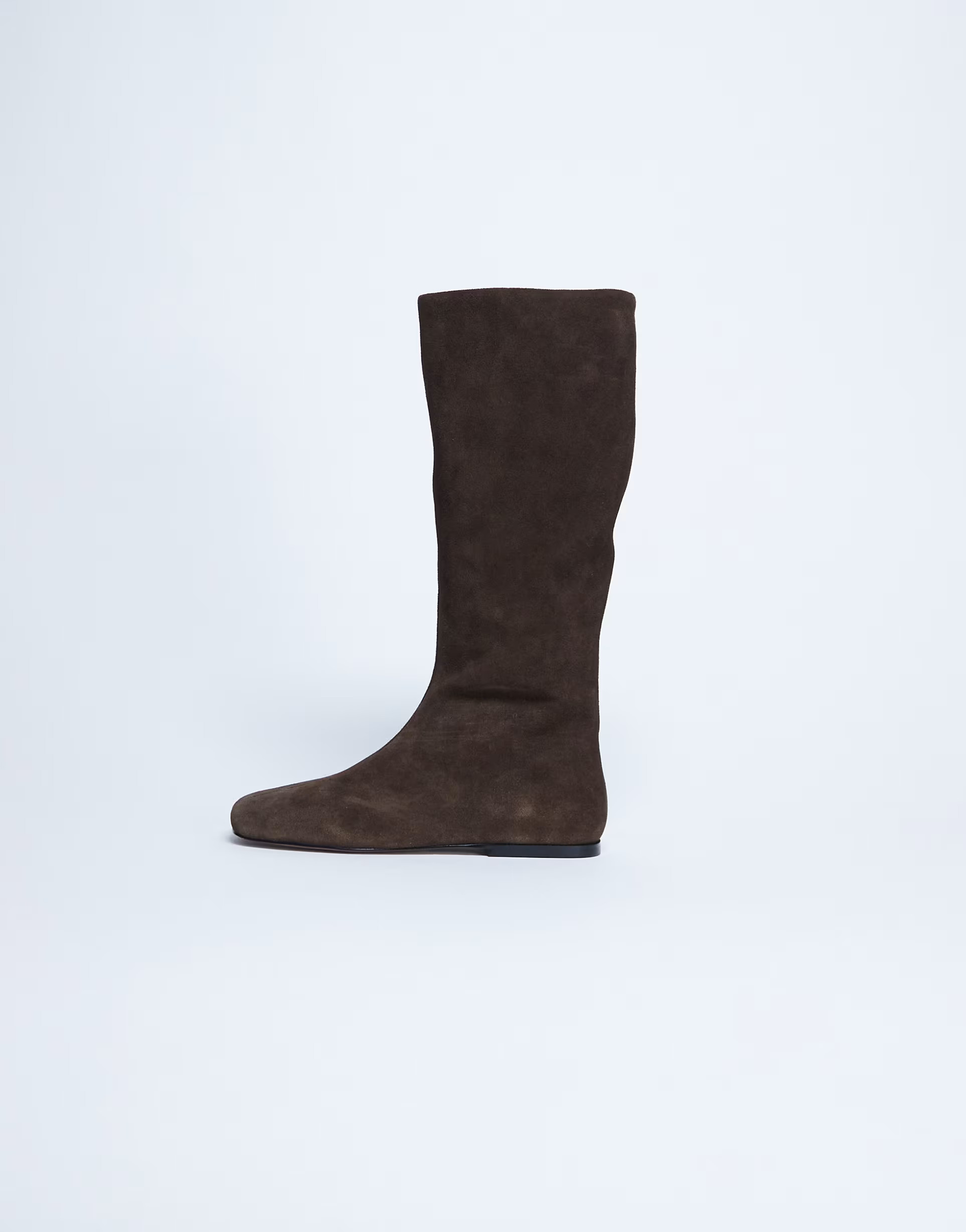 Topshop Tess real suede knee high flat boots in chocolate | ASOS (Global)