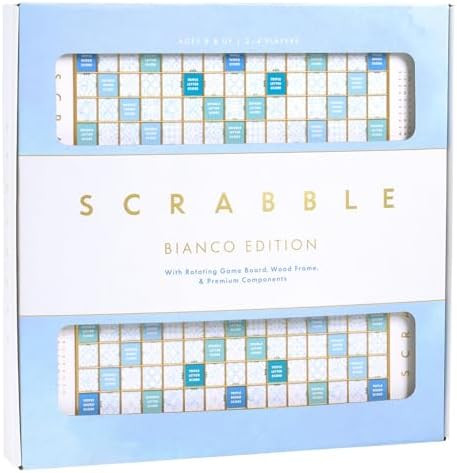 WS Game Company Scrabble Bianco Edition with Rotating Wooden Board, Raised Tile Grid, Word Games ... | Amazon (US)