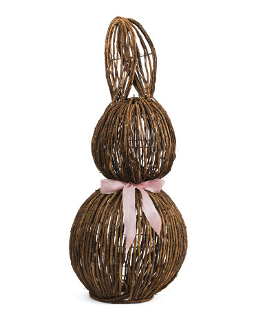 35in Rattan Bunny With Bow Decor | TJ Maxx