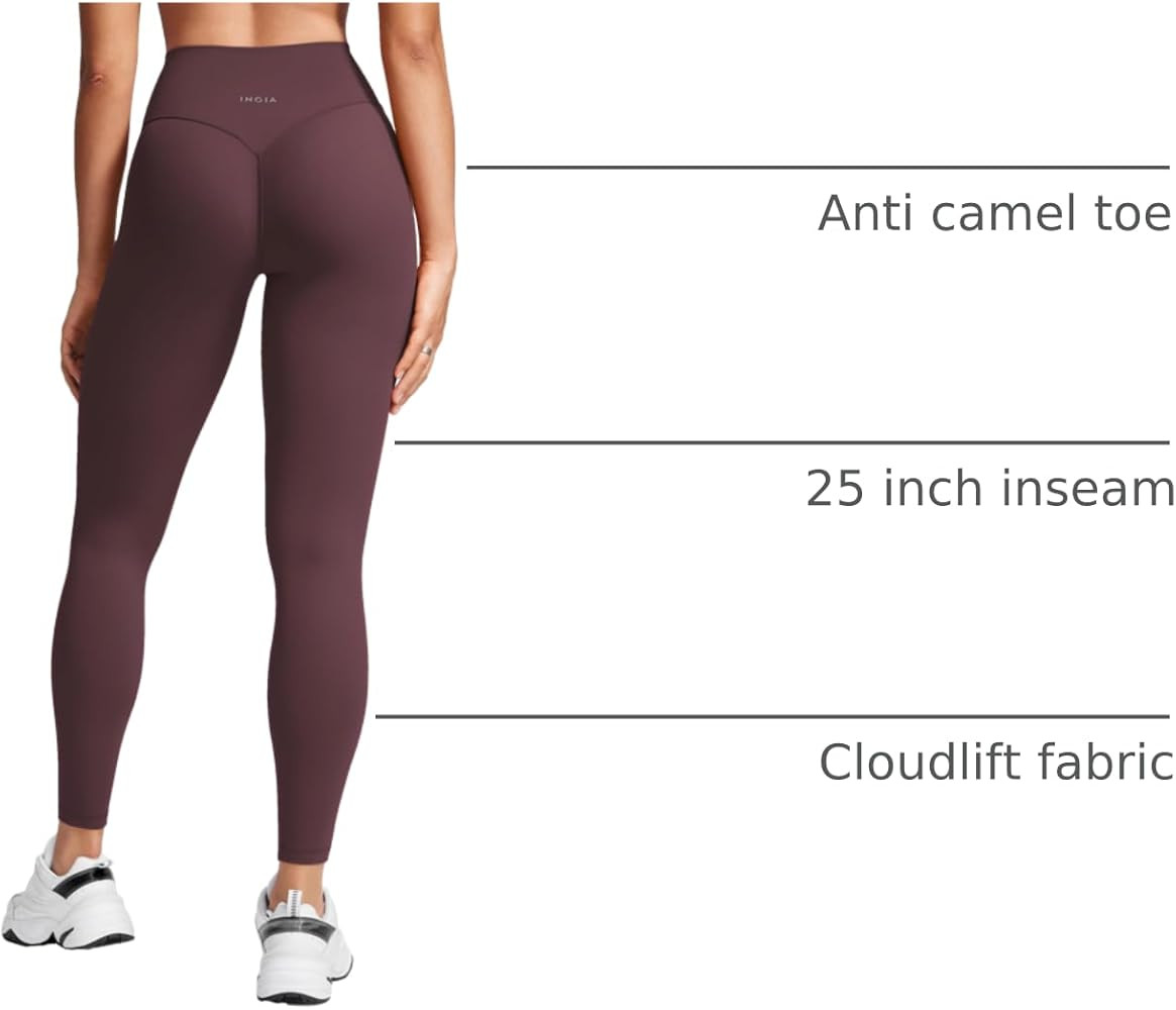 INGIA Womens High Waist No Front Seam Scrunch Butt Leggings Workouts 25 Inches V-Back Scrunch Boo... | Amazon (US)