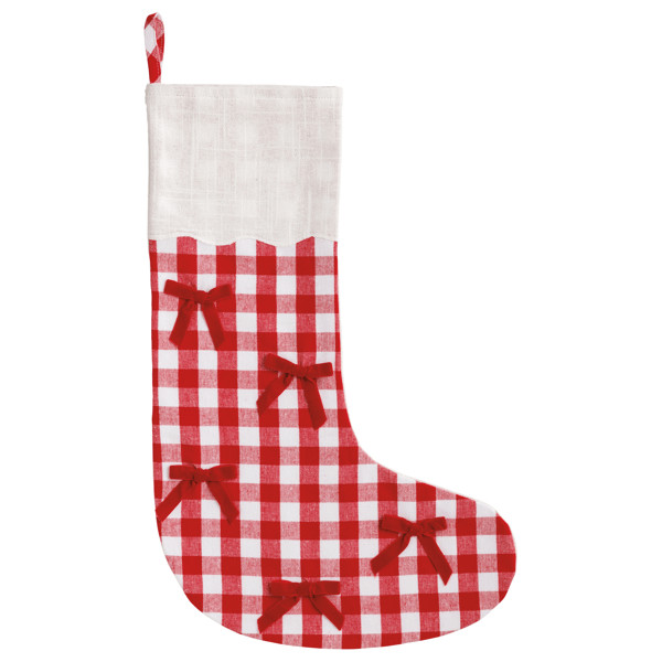 Red Gingham Bow Stocking | Mud Pie