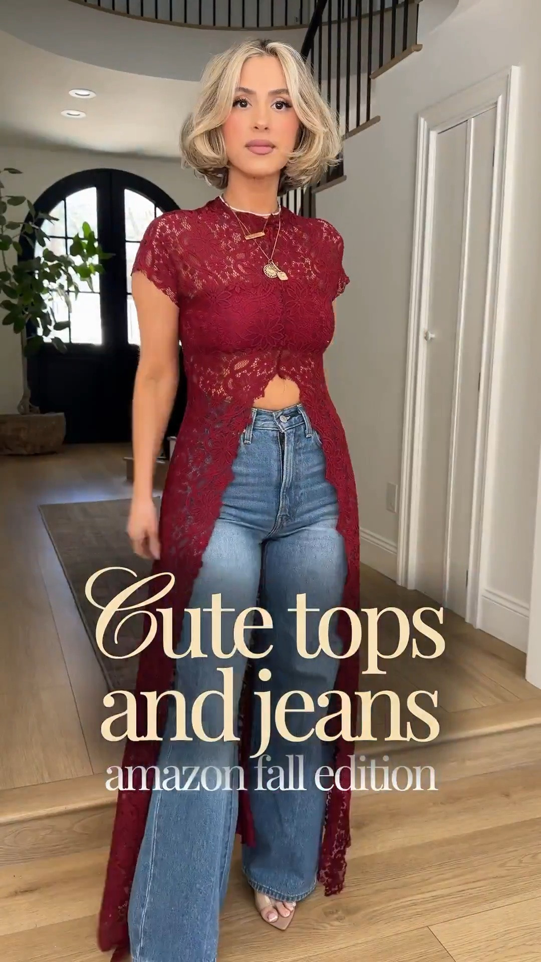 Cute tops & jeans | Amazon fall edition! 🥰 these are perfect for date night, brunch with the girls, any kind of special event or dinners! 

Jeans are 27x30 
Tops small

The first burgundy long top is part of a matching set and I’m wearing it with the burgundy Bandeau top that I linked below.

#LTKgrwm #LTKootd #LTKU
