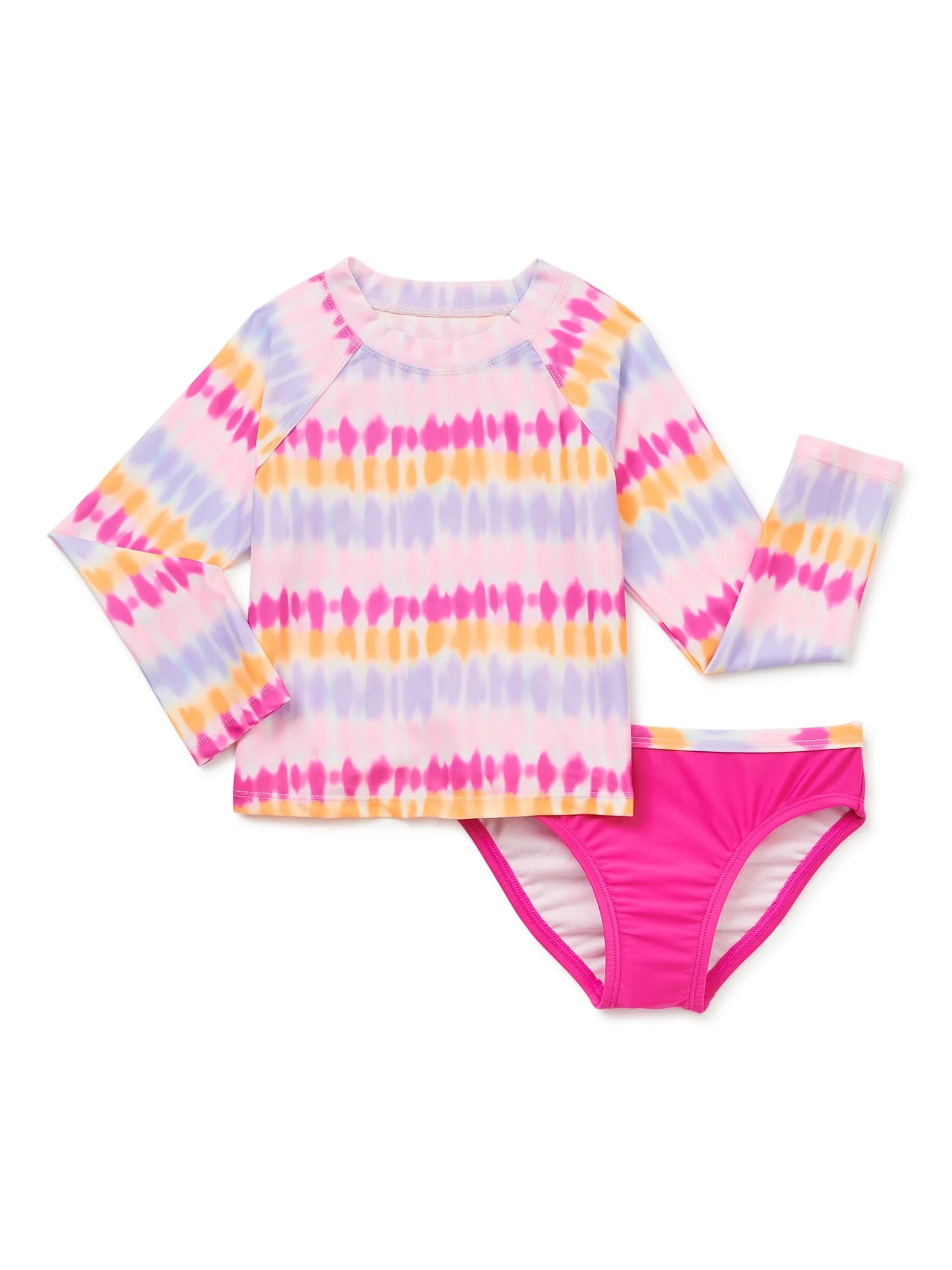 Wonder Nation Toddler Girl Swim Tie-Dye Rashguard Swim Set, 2-Piece, Sizes 12M-5T | Walmart (US)