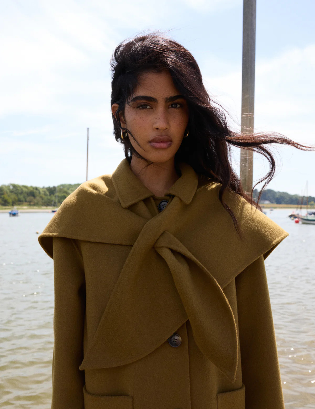 Green Wool-blend Scarf Shawl Coat | Nobody's Child