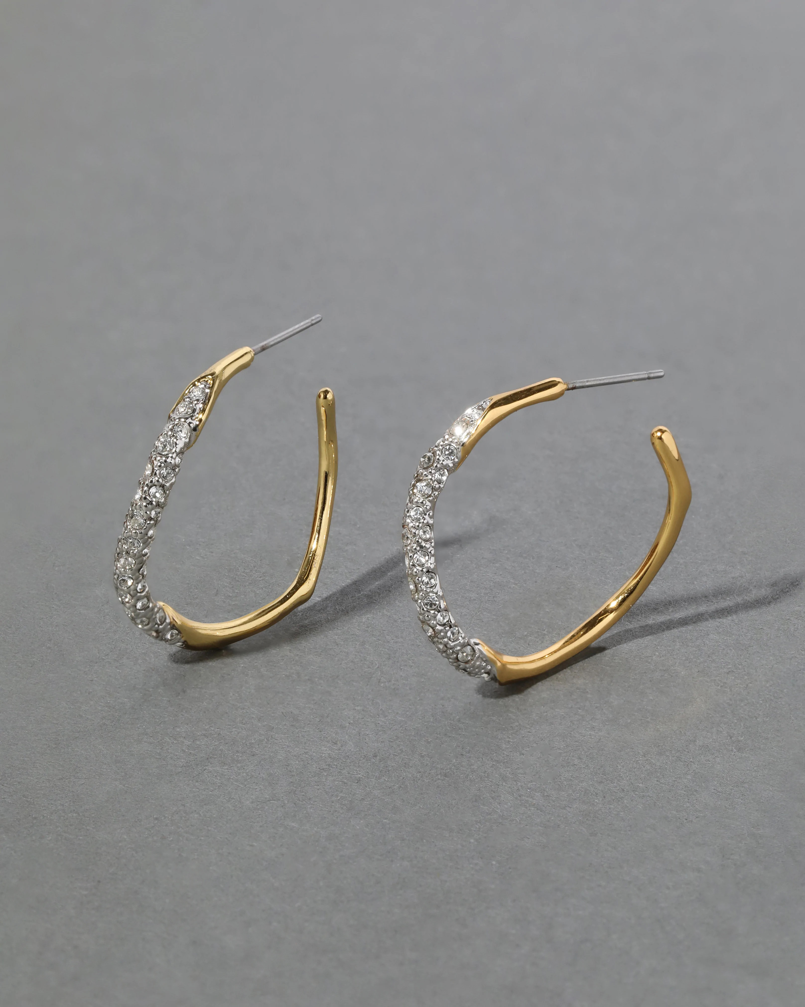 Medium Two Tone Pave Hoop Earring | ALEXIS BITTAR | Alexis Bittar