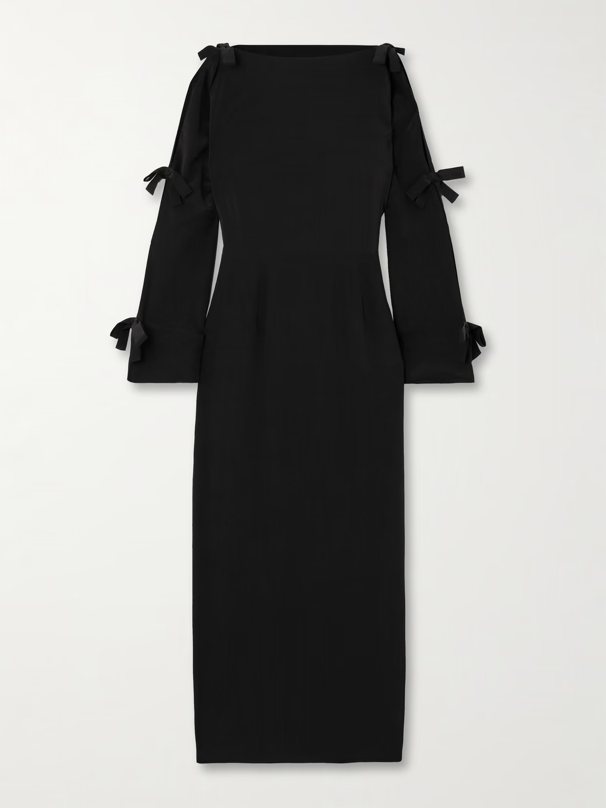 BERNADETTE - Bow-embellished Silk Crepe De Chine Midi Dress - Black | NET-A-PORTER (US)
