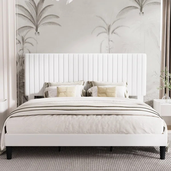 Dunphy Upholstered Platform Bed with Adjustable Headboard | Wayfair North America