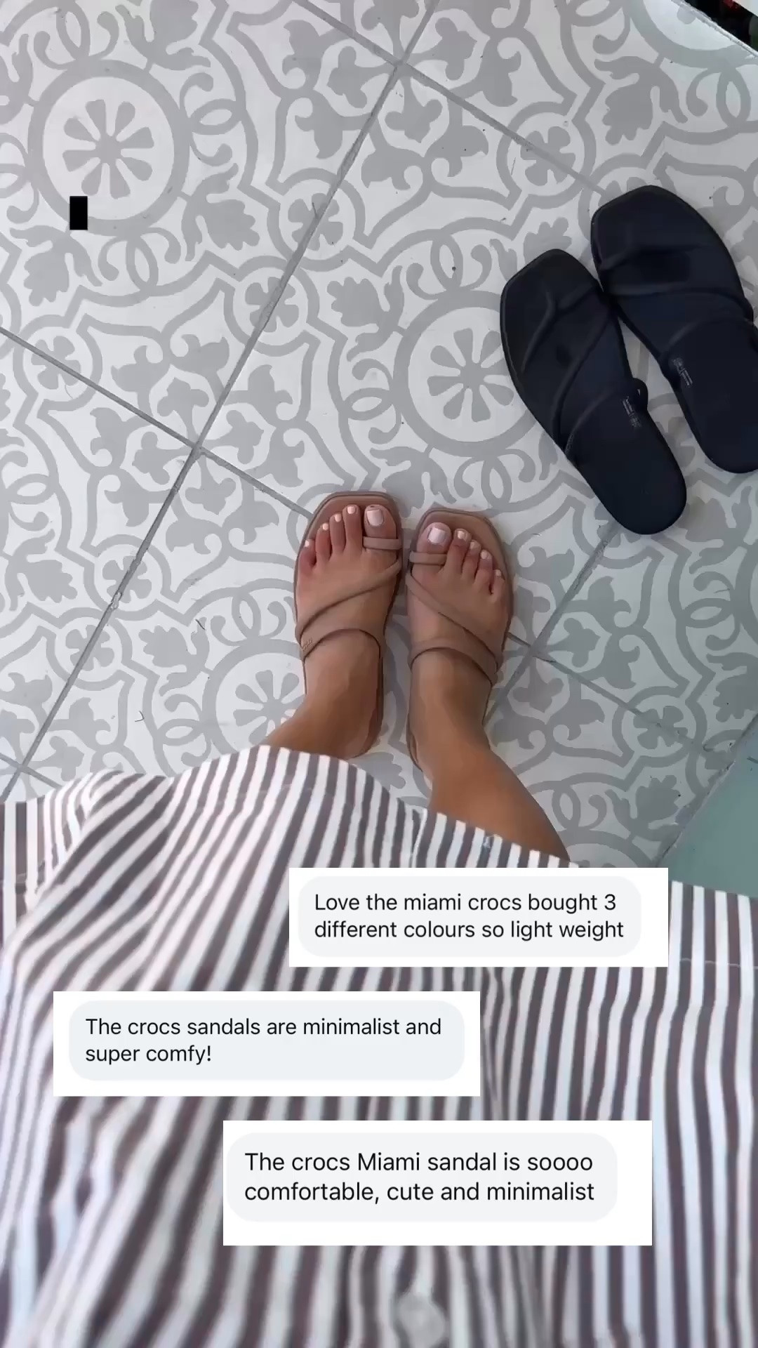 Size down if between sizes
• Crocs Miami sandal sz 5, honestly surprised by the mixed reviews since I love mine for two years now and have converted SO many friends! These do not have defined arch support, but decent cushioning from soles. 

Light and minimal for everyday, plus water friendly so great for regular wear, pool, beach, travel

• Anthropologie cinch waist stripe dress xxs petite.

#LTKSeasonal #LTKSwim #LTKmomlife #LTKSwim #LTKTravel