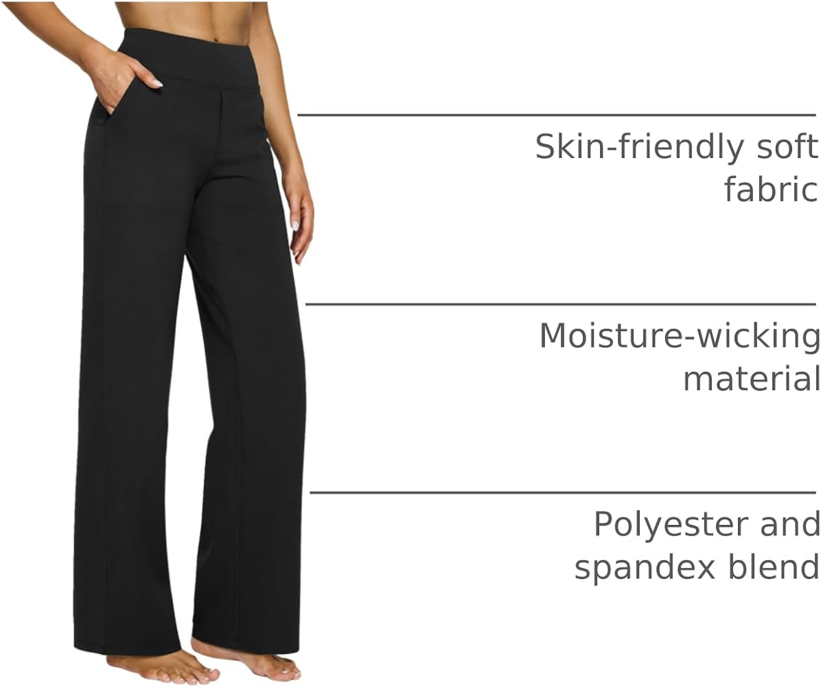 G4Free EverGoing Yoga Pants Women Wide Leg Pants with Pockets High Waist Stretch Dress Casual Swe... | Amazon (US)