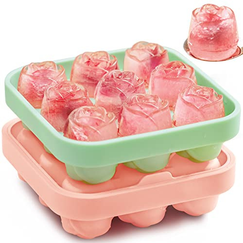 MEETRUE Rose Shaped Ice Cube Tray - Silicone Ice Molds Making 9 x 1.2'' Rose Ice Cubes for the Freezer, Novelty Drink Tray For Chilled Cocktails & Juice Drinks | Amazon (US)