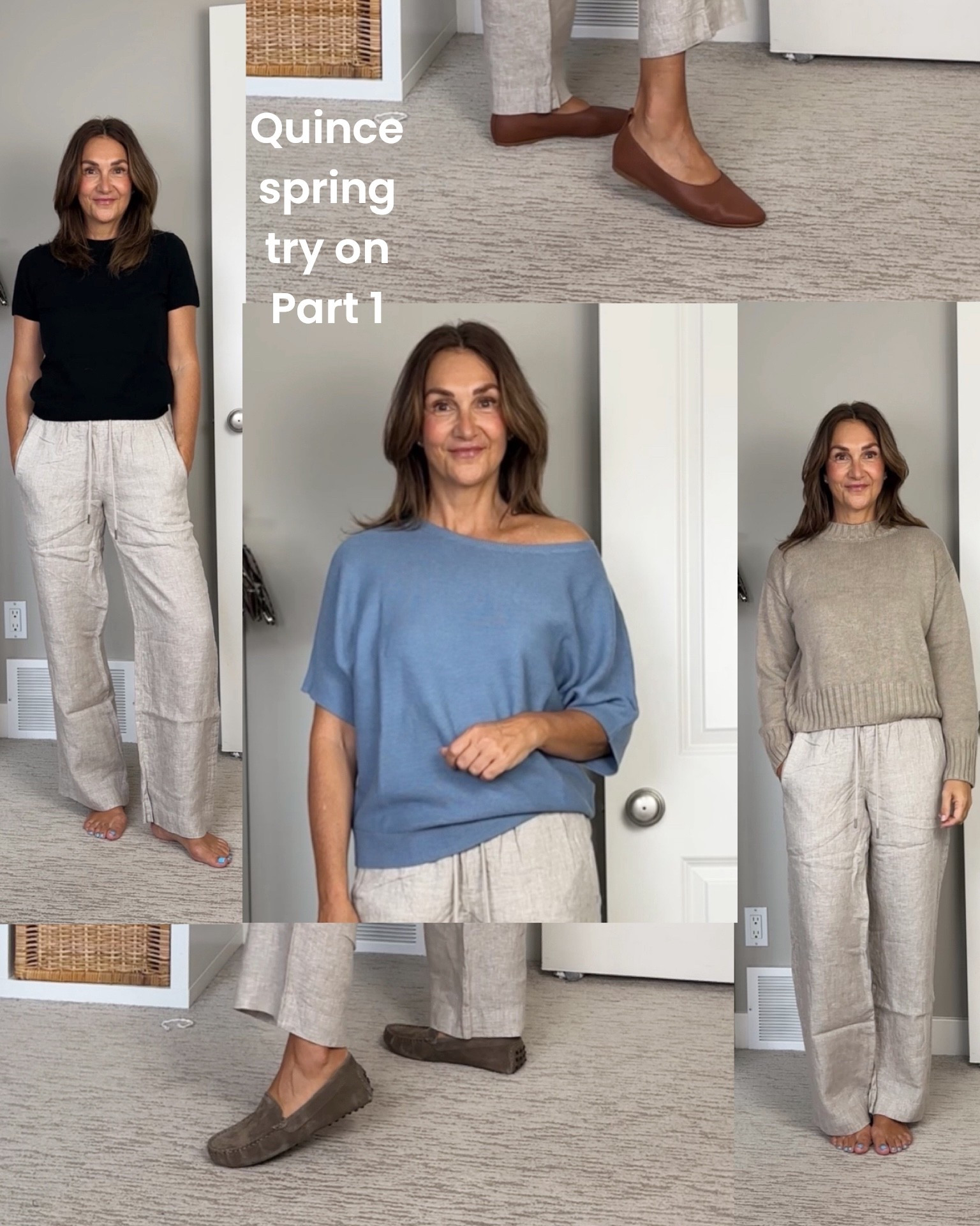 Cute new arrivals for spring from Quince! And they do free shipping and free returns even to Canada!
I’m 5’ 7” size 4ish wearing my usual size S in the pants (30” inseam, two shorter inseams also available), small in the black cashmere tee and blue dolman tee and M in the crew sweater (I have long arms).
The ballet flats fit tts, I got my usual 7.5, the suede loafers felt a little snug even though I had sized up to 8 (they don’t come in 1/2 sizes) but they will stretch with wear. Both were really comfortable.


#LTKootd #LTKOver40 #LTKSeasonal