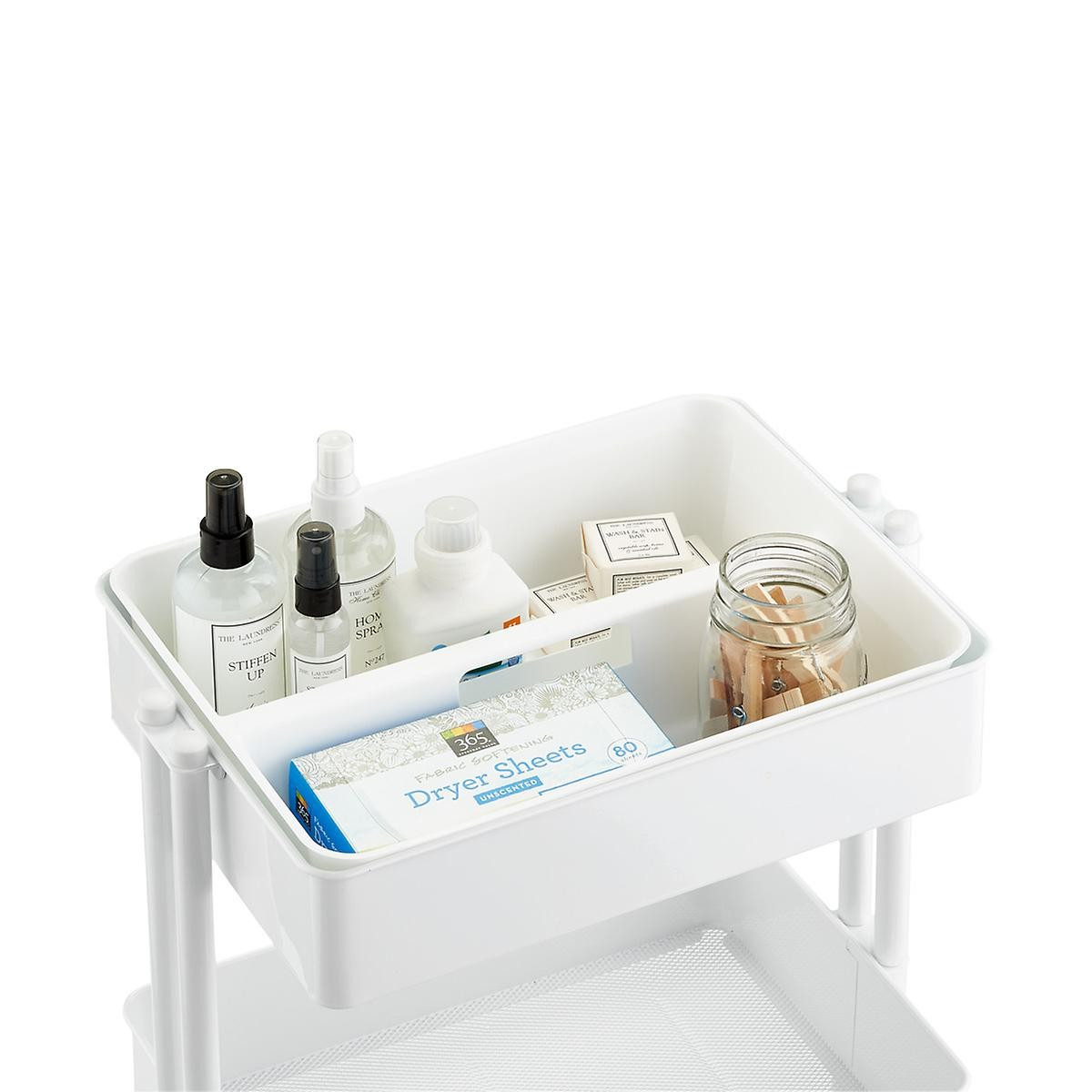 White 3-Tier Rolling Cart | The Container Store